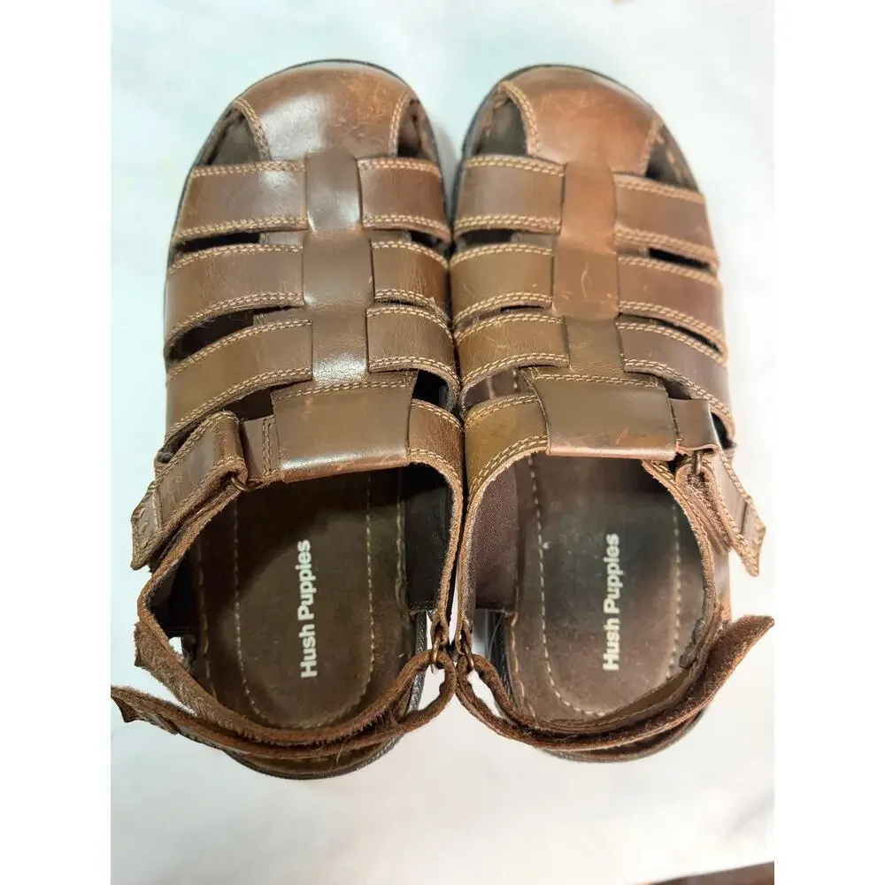Men's, boys Brown Leather Hush Puppies Sandal EUC Size 8